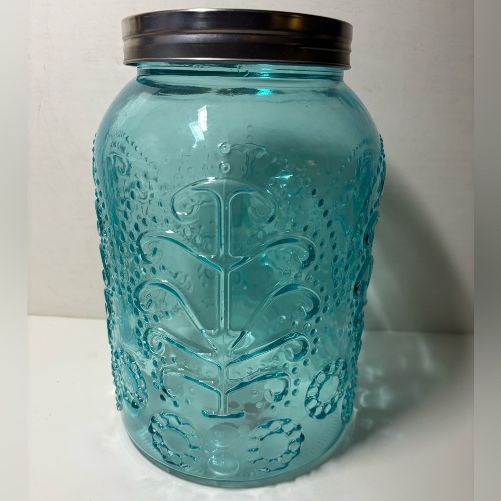 Blue Hobnail glass jar vase 10” tall - Picture 5 of 6